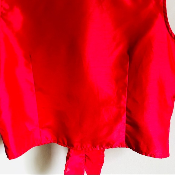 Vintage Red Sleeveless Button Front Knotted Blouse - Picture 5 of 8